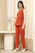 Orange Solid Straight Co-ord Set image number 3
