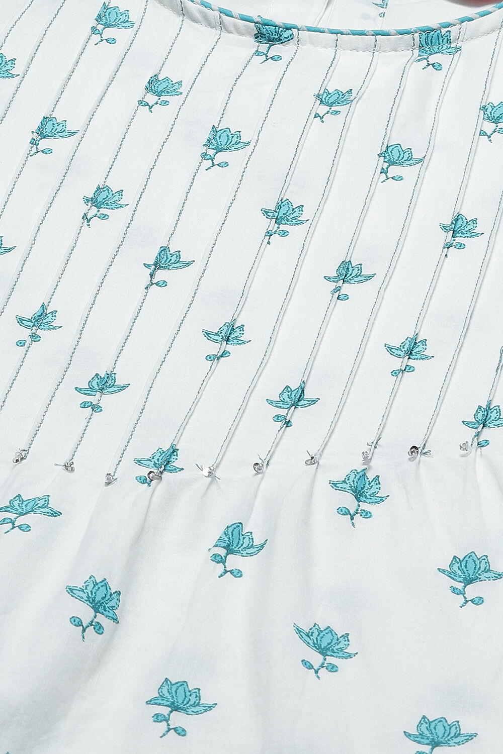 Sky Blue Cotton Straight Kurta image number 1