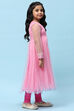Pink Net Anarkali Kurta and Churidar Suit Set image number 8