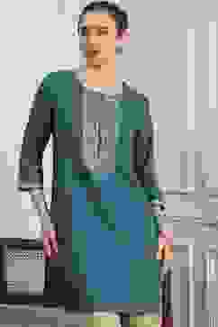 Blue Solid Straight Short Kurta image number 6