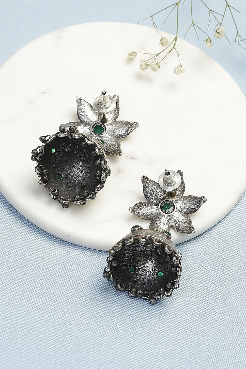 Green Oxidised Jhumkas image number 2