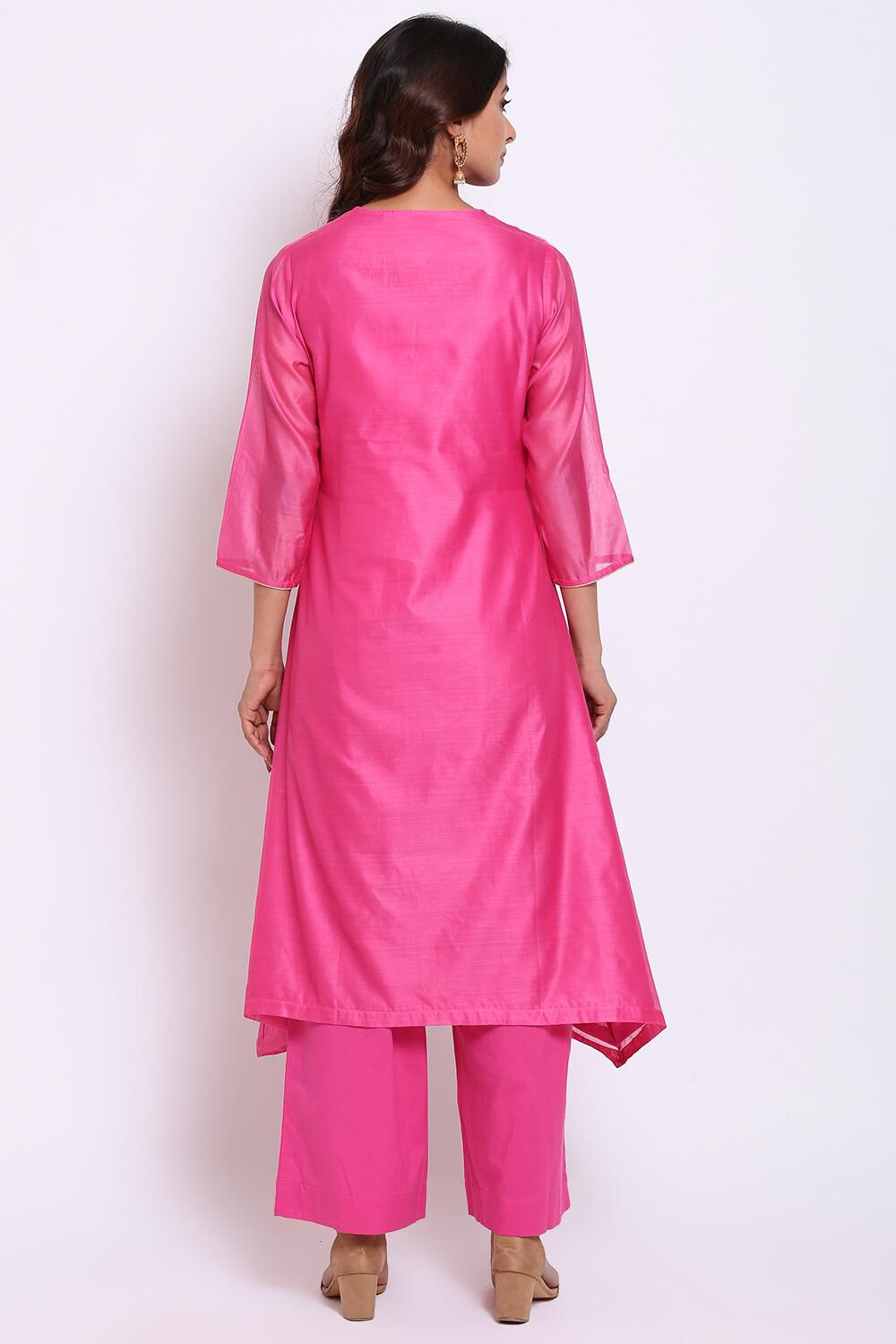 Pink Straight Kurta Palazzo Suit Set image number 4