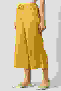 Mustard Cotton Straight Palazzo image number 2