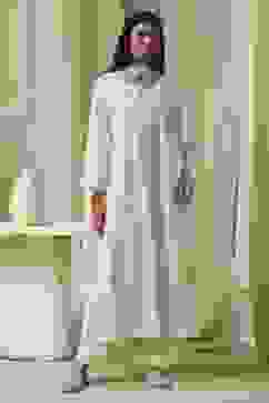 Off-White Modal Chikankari Straight Suit Set image number 6