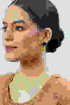 Yellow Black Brass Earrings image number 3