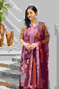 Maroon Printed Straight Kurta & Palazzo Suit Set image number 6