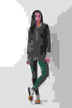 Green Cotton Lycra Solid Fitted Leggings image number 0