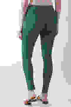 Green Cotton Lycra Solid Fitted Leggings image number 5