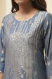 Blue Poly Cotton Straight Yarndyed Kurta image number 1