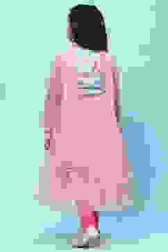 Pink Net Anarkali Kurta and Churidar Suit Set image number 5