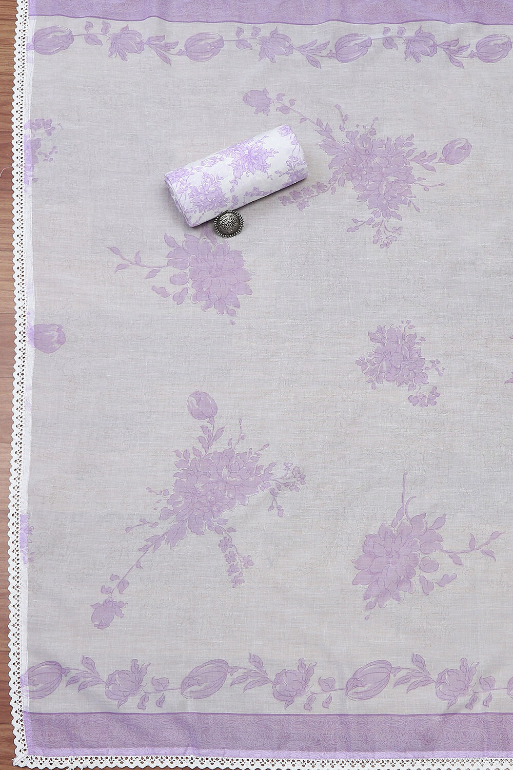 Peach Cotton Hand Embroidered Unstitched Suit Set image number 3