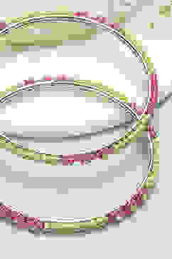 Green & Pink Metal & Beads Kids Bangles image number 1