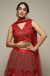 Red Nylon Embroidered Lehenga Set image number 1