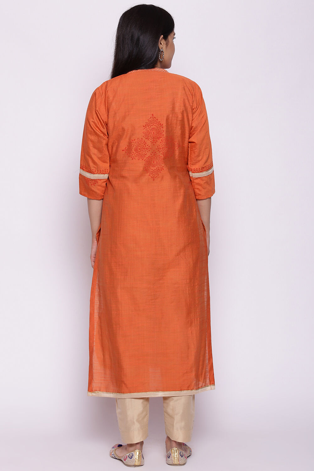 Off White Silk Blend Hand Embroidered Unstitched Suit Set image number 7