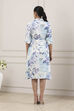 Blue All-Over Floral Printed A-Line Dress image number 3