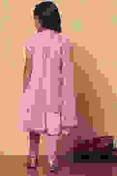 Pink Metallic Print Layered Flared Suit Set image number 4