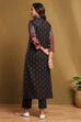 Black Printed Straight Winter wear Kurta Set image number 4