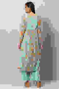 Sea Green Straight Kurta Palazzo Suit Set image number 4