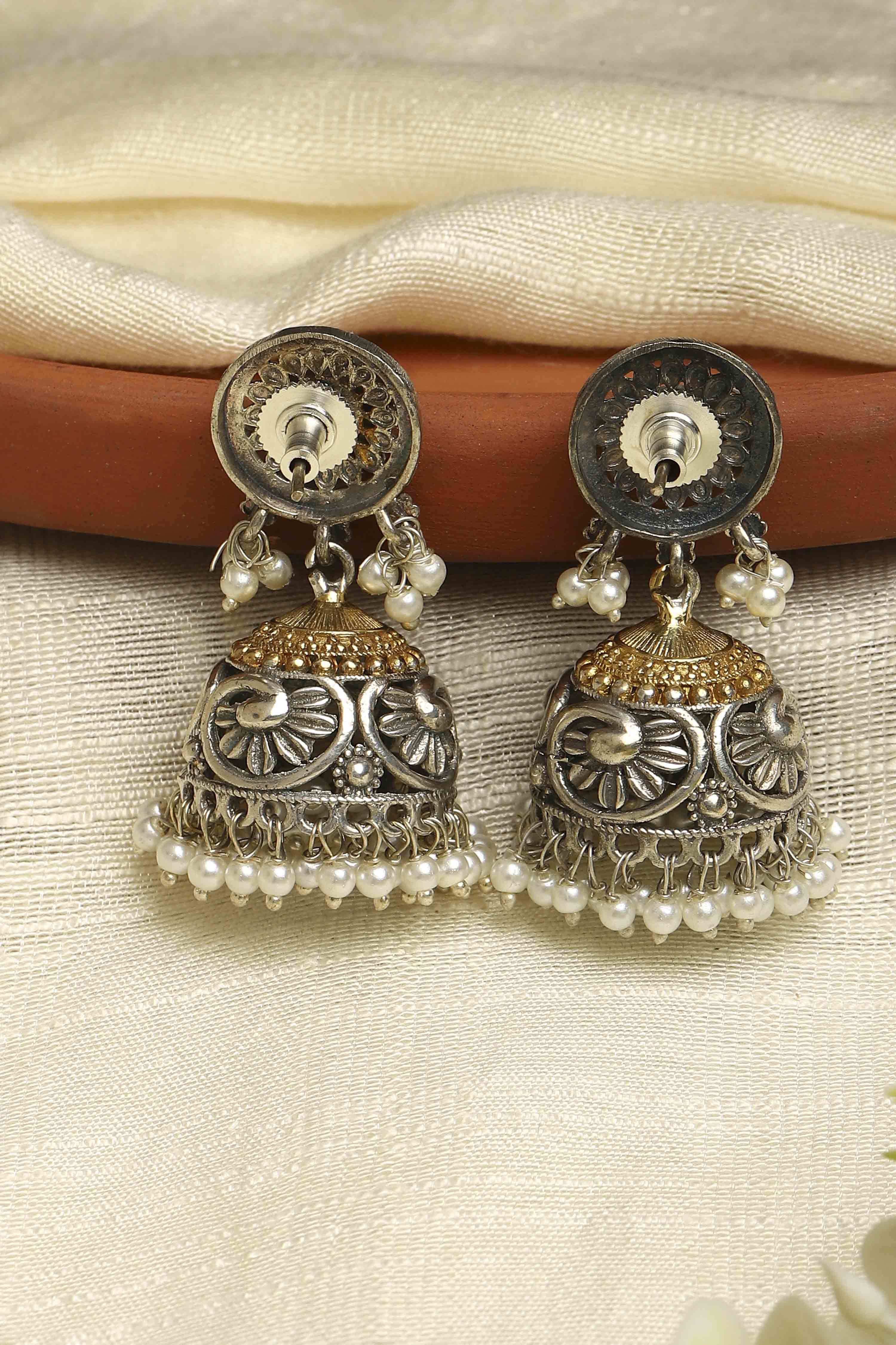 Oxidised Gold Brass Jhumka image number 2