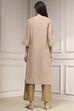 Nude-Toned Metallic Pattern Straight Kurta image number 3