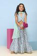 Mint Green Cotton Printed Straight Lehenga Set