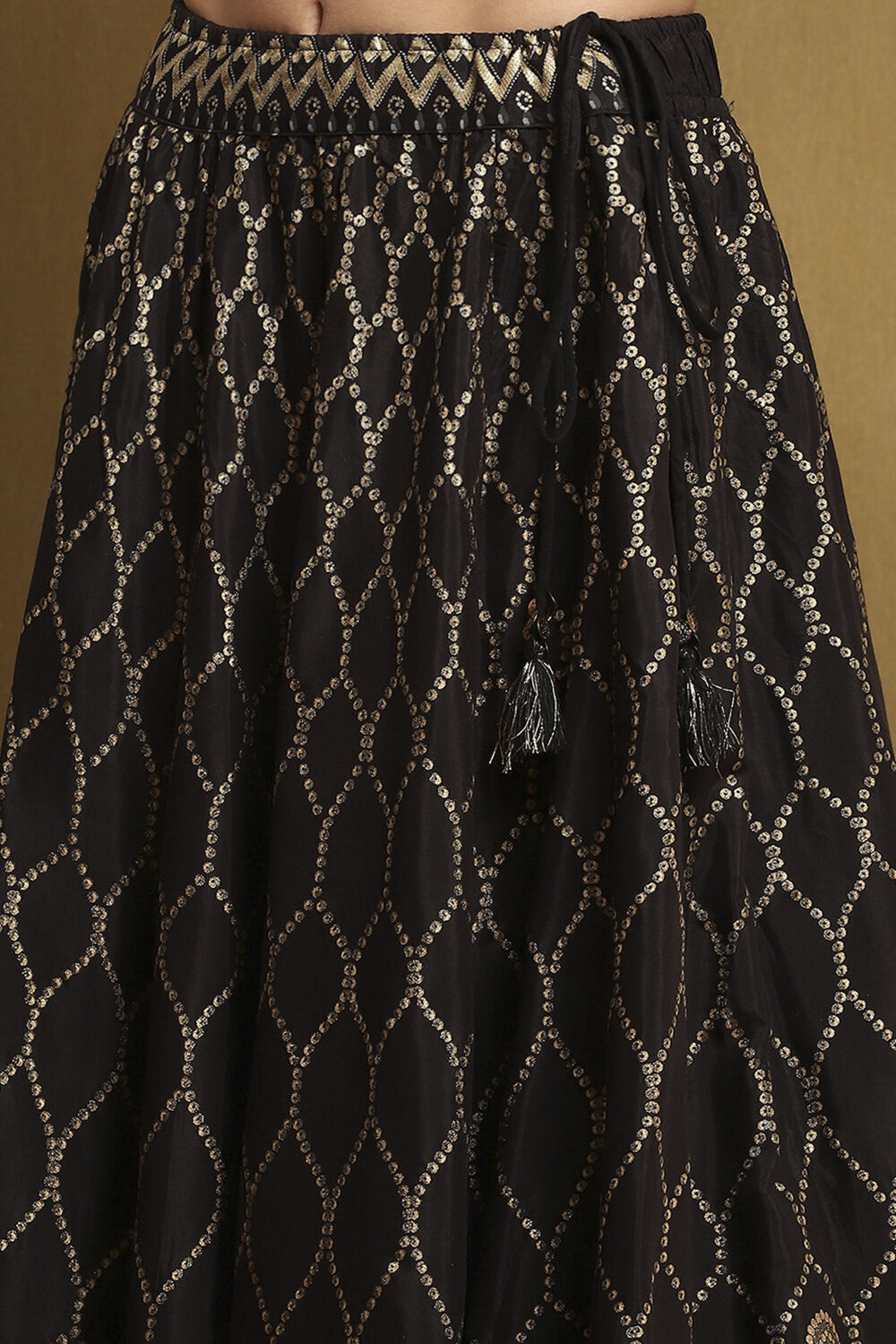 Black Shantoon Block Printed Festive Skirt image number 1