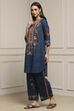 Blue Cotton Printed Straight Kurta Set image number 3