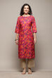 Fuchsia Cotton Straight Printed Kurta image number 0