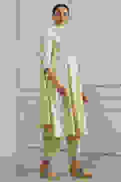 Natural White Silk Straight Yarndyed Suit Set image number 5