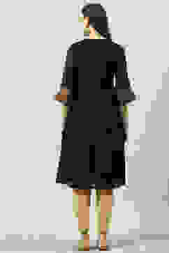 Black Art Silk A-Line Yarndyed Kurta image number 4