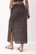 Black Cotton Floral Straight Maxi Skirt image number 5