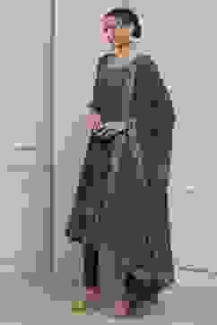 Teal Cotton Printed Anarkali Suit Set image number 3