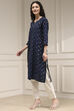 Indigo Blue Cotton Ikat Straight Kurta image number 2