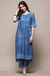 Electric Blue Rayon Straight Kurta Set