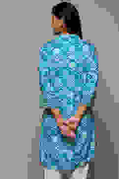 Blue LIVA Printed Kurti image number 4