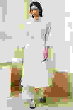 Off-White Embroidered Kalidar Suit Set image number 6