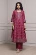 Magenta Cotton Printed Anarkali Suit Set image number 6