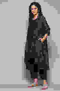 Carbon Black LIVA Straight Printed Suit Set image number 3