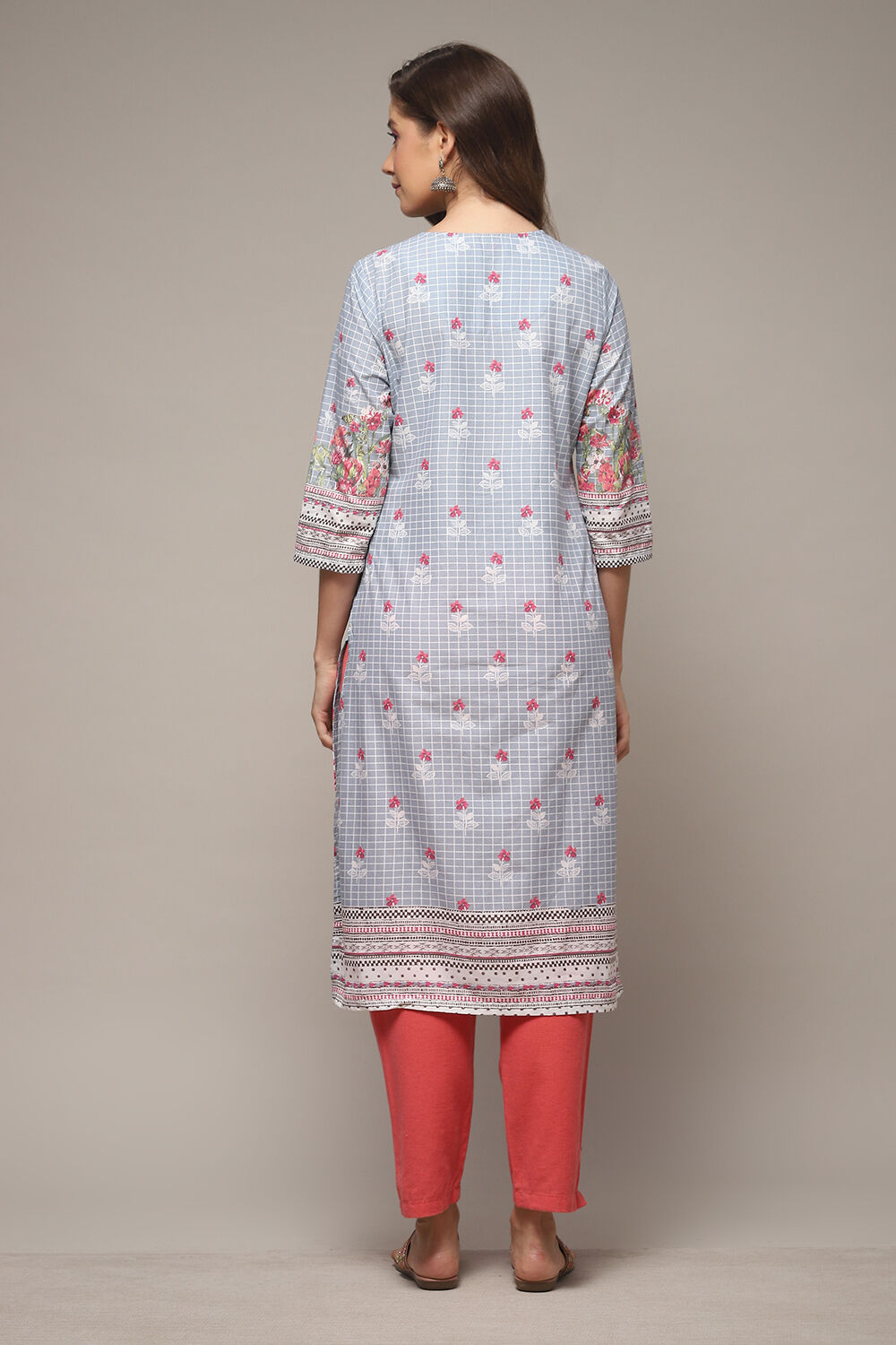 Yellow LIVA Straight Printed Kurta image number 2