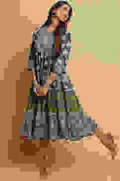 Black Cotton Tiered Dress image number 2