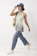 Ivory Cotton Geometric Tie-Up Halter Kurti