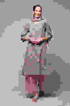 Beige Polyester Straight Kurta Palazzo Suit Set image number 7