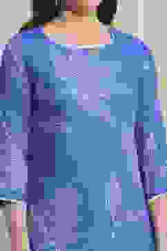 Blue Polyester Straight Kurta Pants Set image number 1