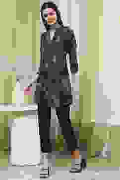 Indigo Blue Pleated Straight Short Kurta image number 2