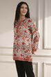 Mustard Red Polyester Straight Printed Short Kurta image number 2