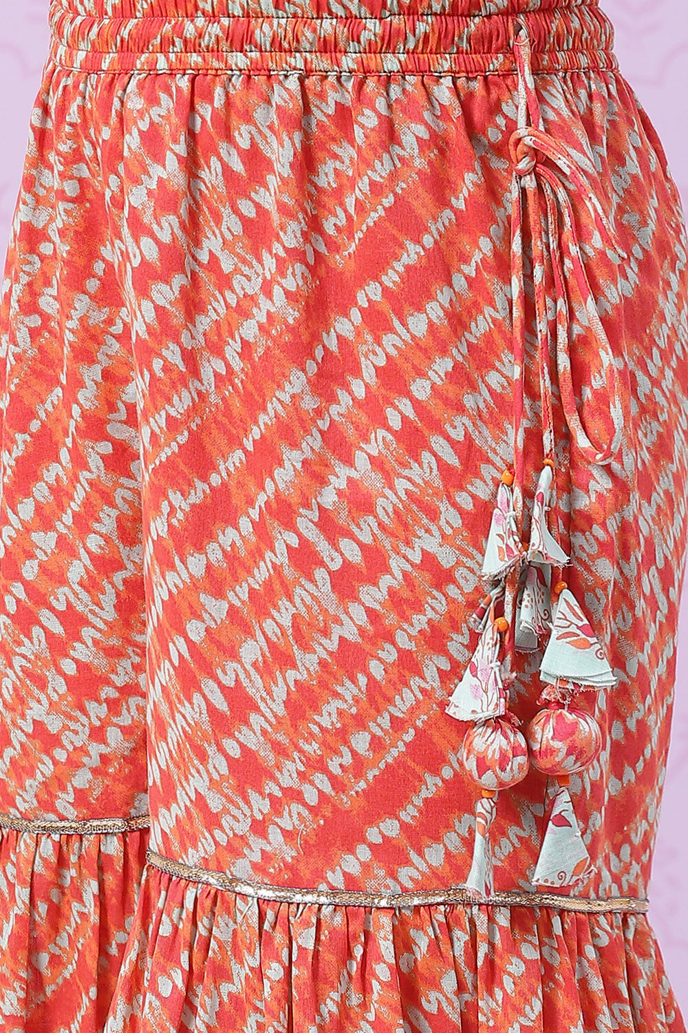 Aqua Coral Cotton Flared Garara Kurta Garara Suit Set image number 5