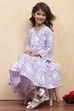Lilac Cotton Angrakha Tiered Kurta Set