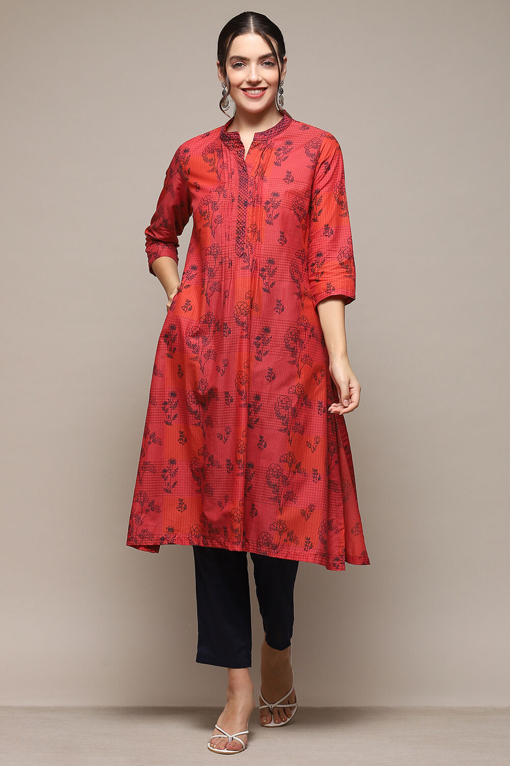 Maroon Cotton Narrow Printed Suit Set image number 6
