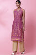 Purple Cotton Straight Printed Kurta image number 2