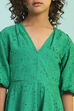 Green Cotton Schiffli Flared Dress image number 1